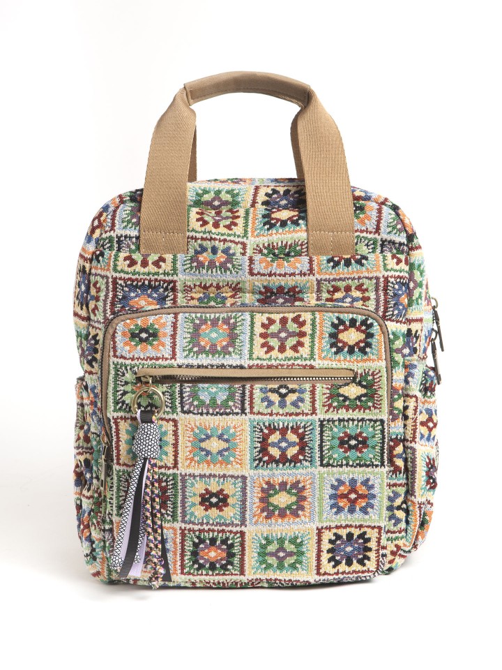 Mochila Textil com Padrao Etnico