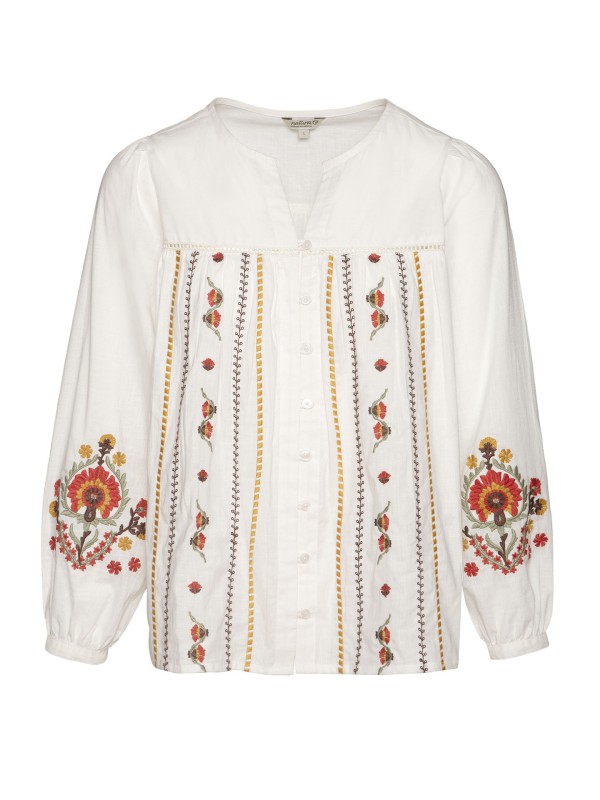 Blusa Fluida com Bordados e Renda Blusa Fluida com Bordados e Renda