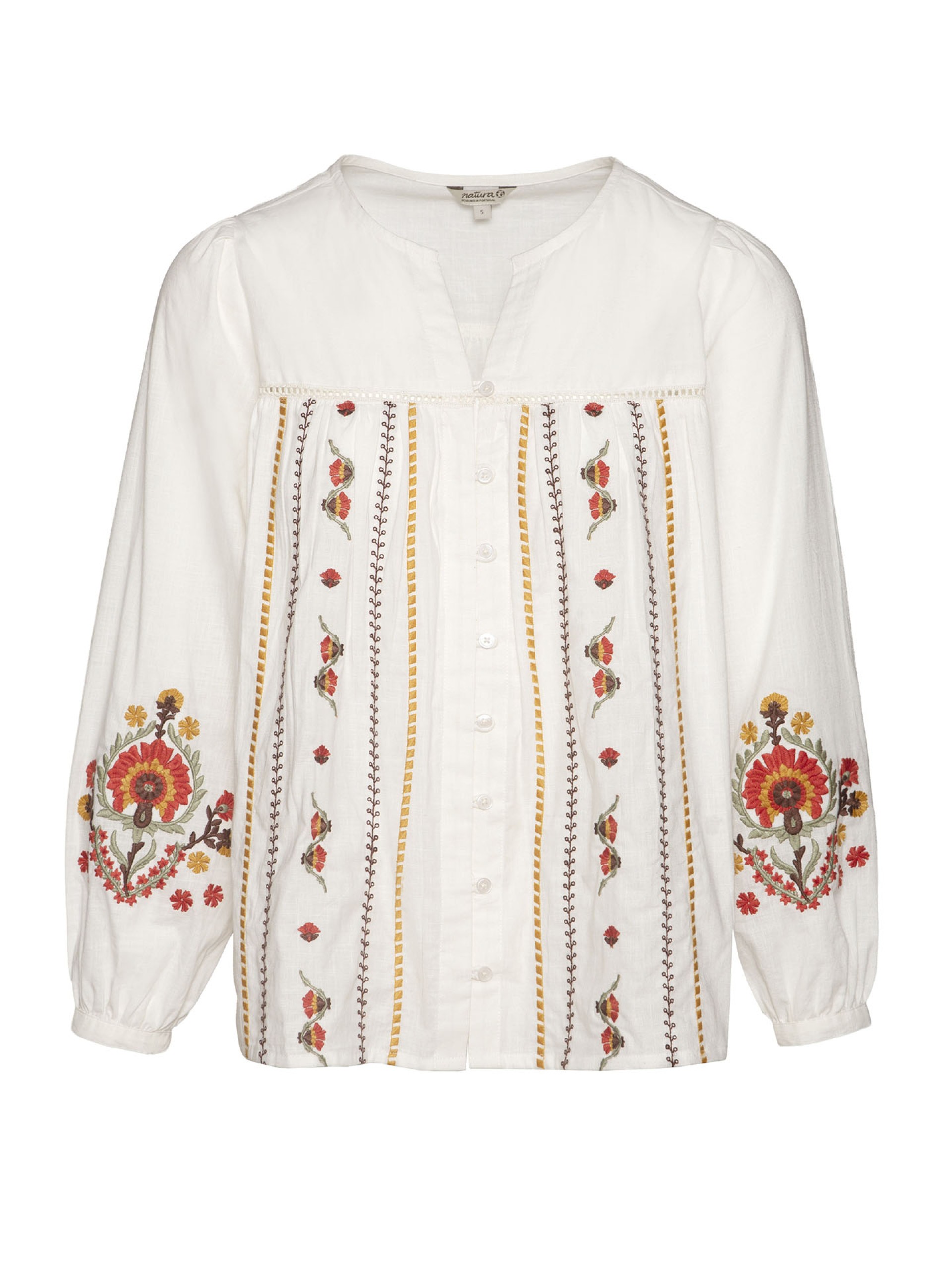 Blusa Fluida com Bordados e Renda