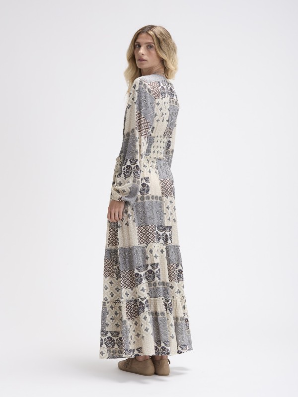 Vestido Comprido Patchwork Vestido Comprido Patchwork