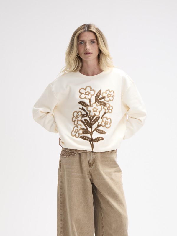 Sweatshirt Bordada Floral Sweatshirt Bordada Floral