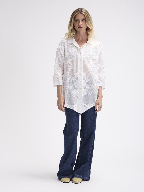 Camisa Bordado em Algodao Camisa Bordado em Algodao