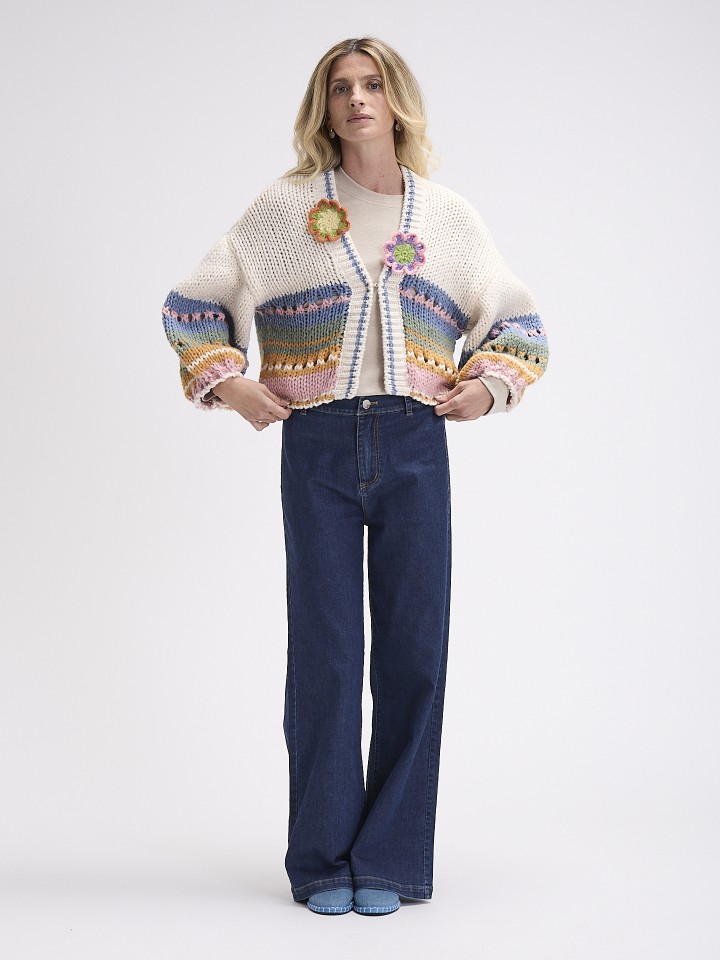 Casaco Riscas Crochet