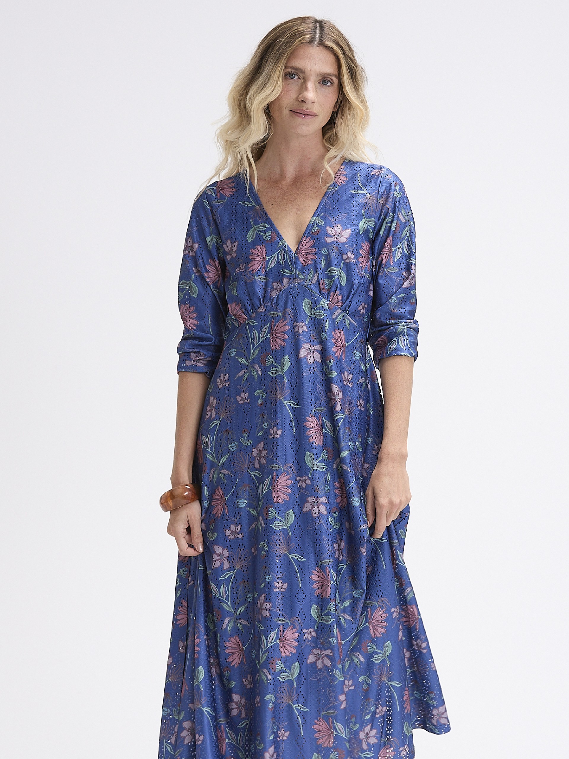 Vestido Midi Bordado Ingles Estampado