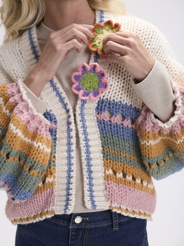 Casaco Riscas Crochet