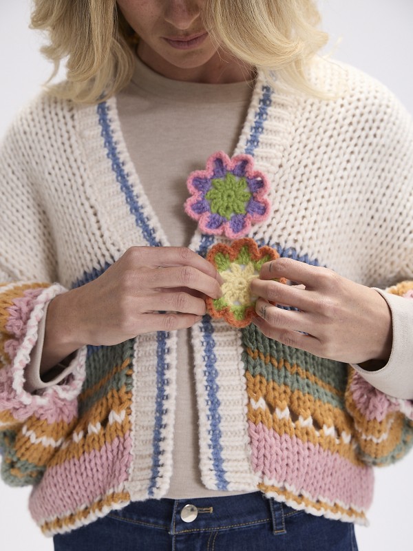 Casaco Riscas Crochet