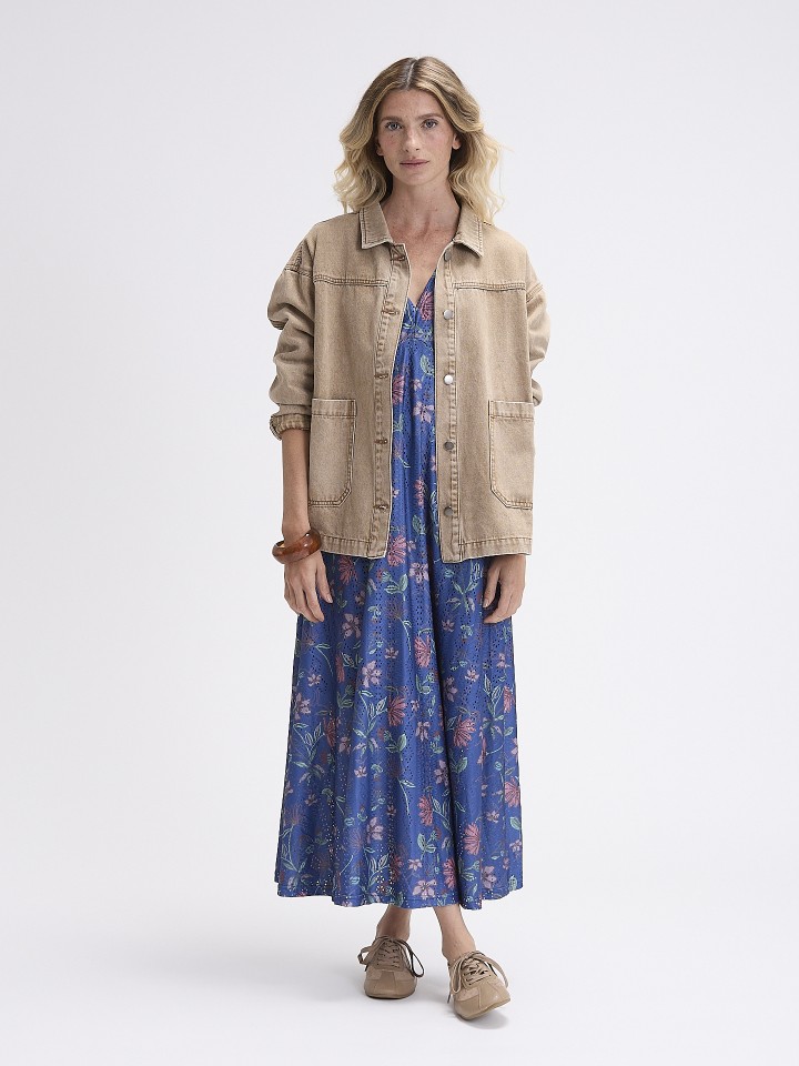 Vestido Midi Bordado Ingles Estampado