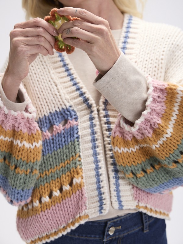 Casaco Riscas Crochet