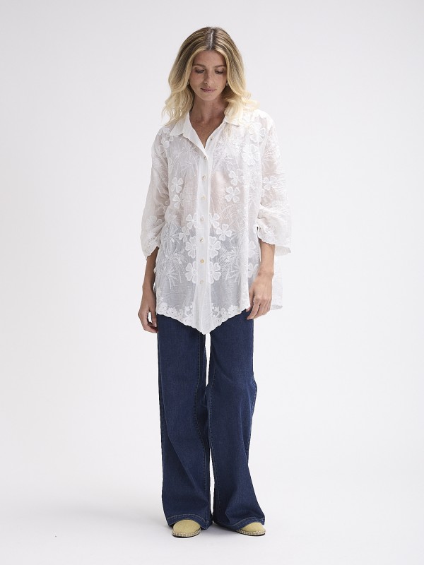 Camisa Bordado em Algodao Camisa Bordado em Algodao