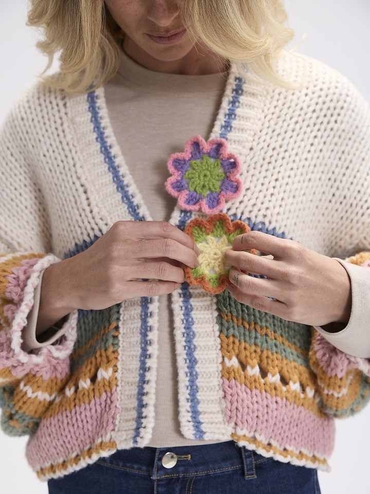 Casaco Riscas Crochet