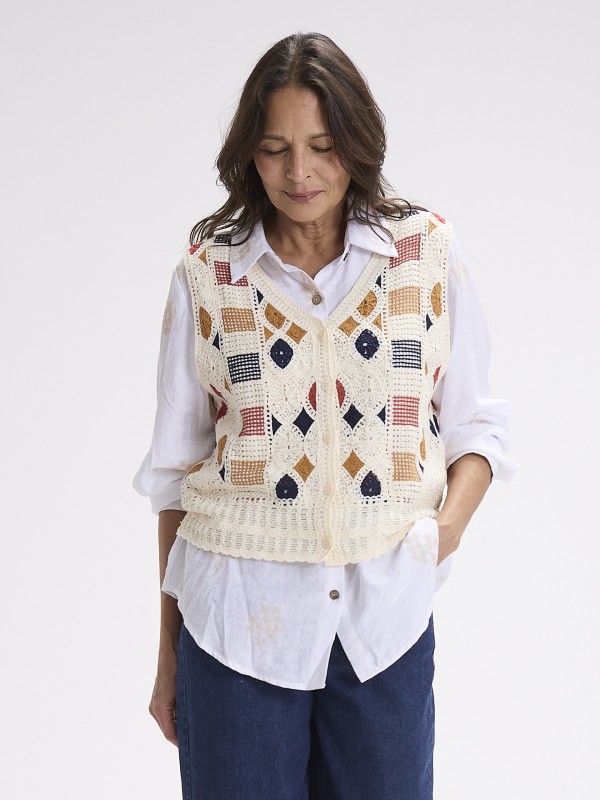 Colete Efeito Crochet