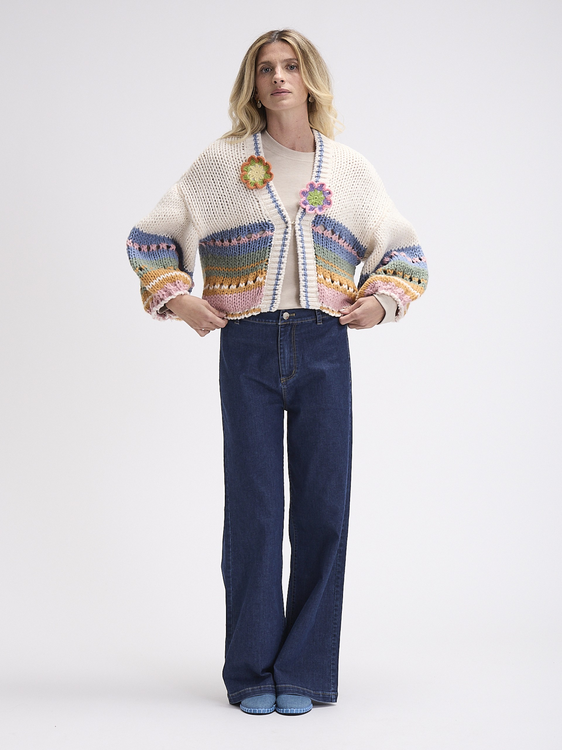 Casaco Riscas Crochet