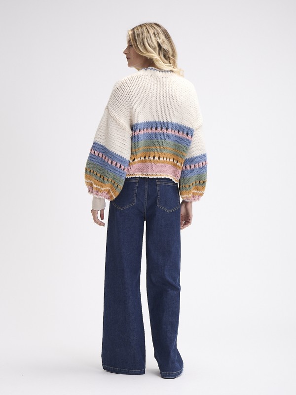 Casaco Riscas Crochet