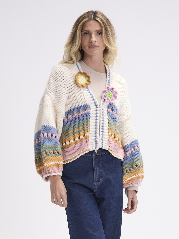 Casaco Riscas Crochet