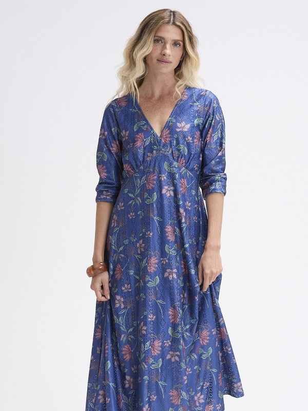 Vestido Midi Bordado Ingles Estampado