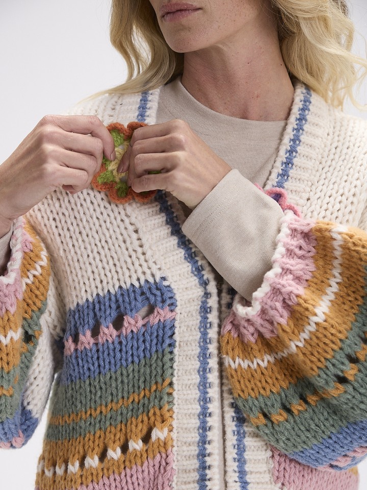 Casaco Riscas Crochet