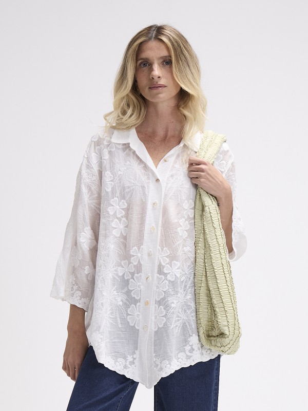 Camisa Bordado em Algodao Camisa Bordado em Algodao