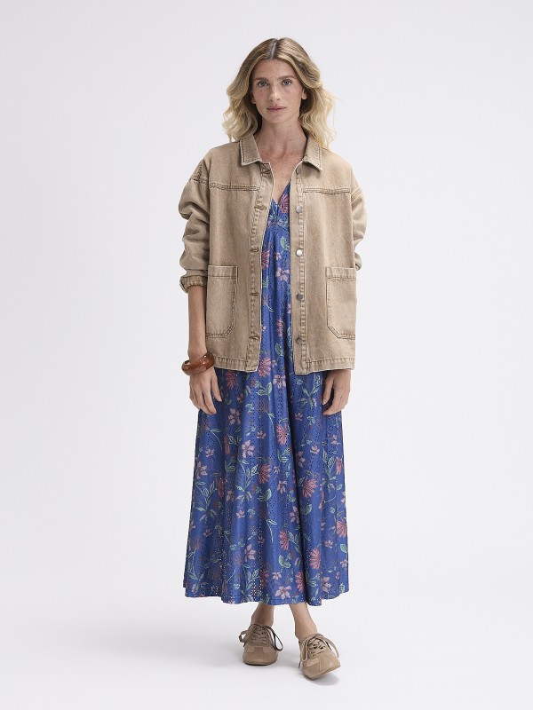 Vestido Midi Bordado Ingles Estampado