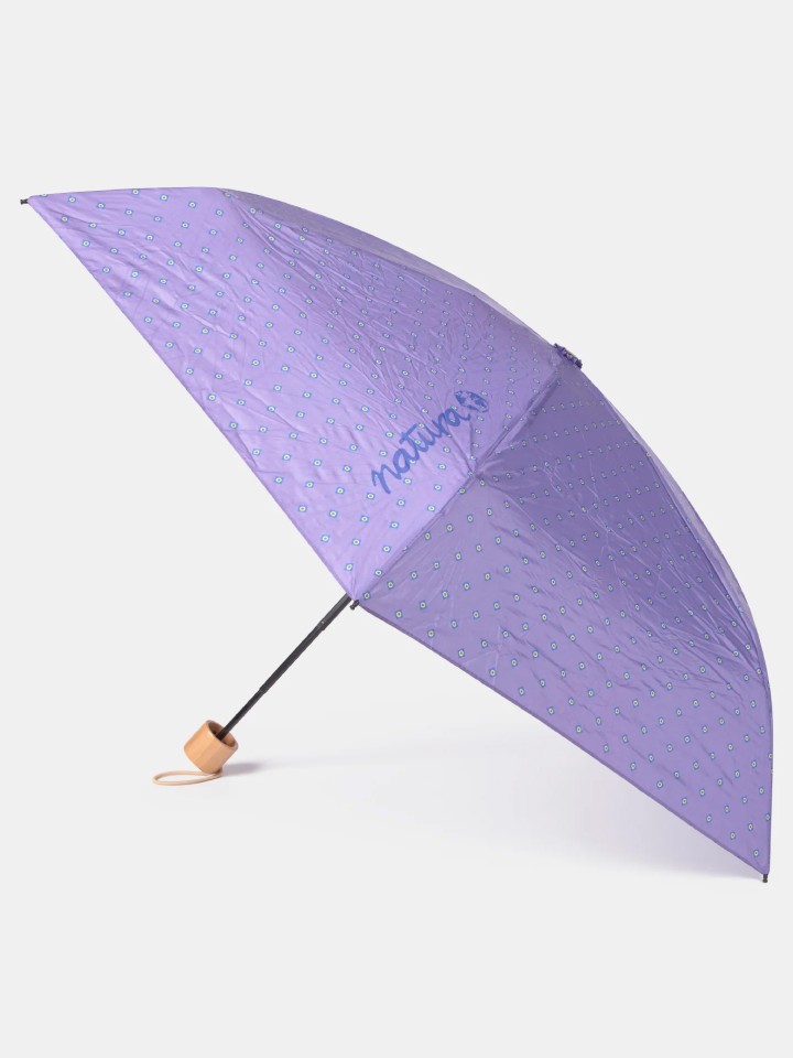 Mini Guarda-chuva Dobravel com Estampado de Bolinhas