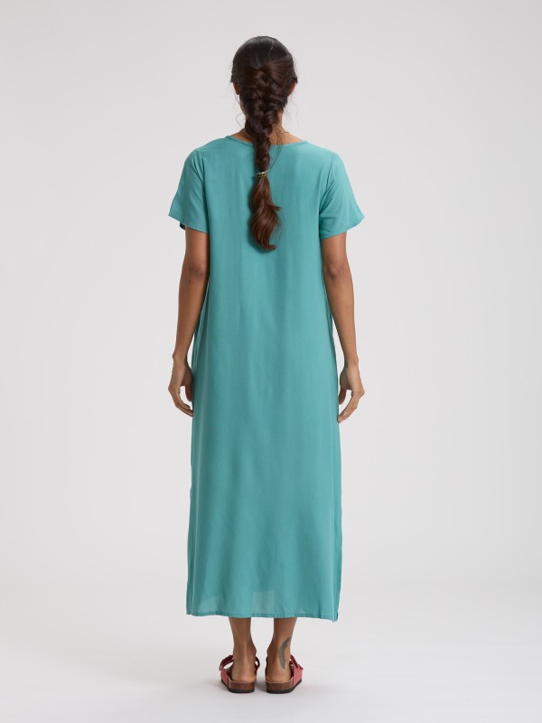 Vestido Comprido Bordado Floral