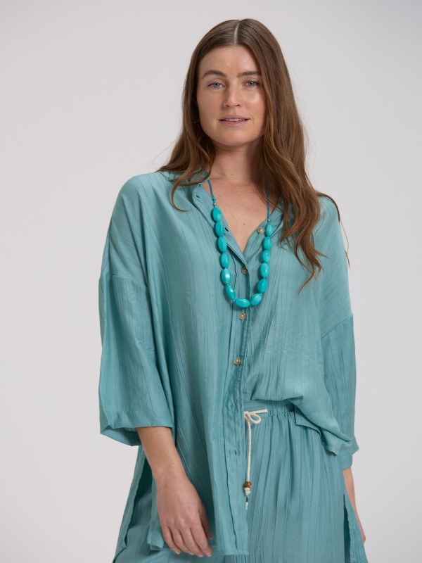 Camisa Comprida Turquesa