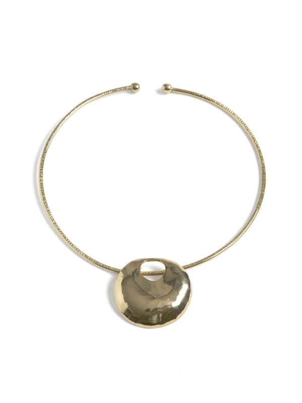 Colar Metalico com Peca Oval