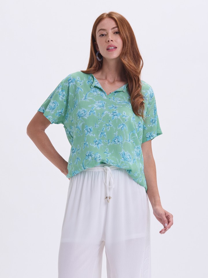 Blusa Estampado Floral Verde