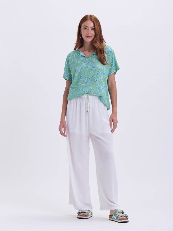 Blusa Estampado Floral Verde