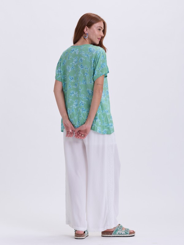 Blusa Estampado Floral Verde