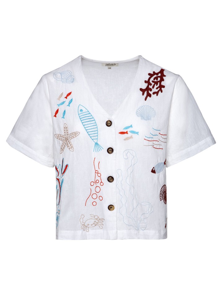 Blusa com Bordados Maritimos
