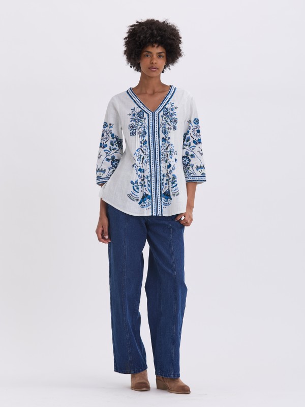 Blusa em Algodao Estampada