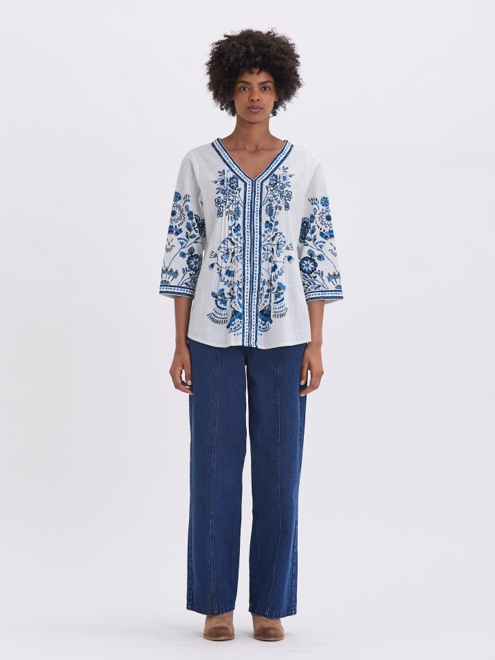 Blusa em Algodao Estampada
