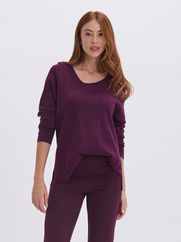 Camisola de Malha com Decote Redondo Camisola de Malha com Decote Redondo