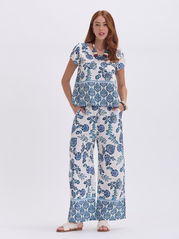 Blusa Estampado com Placement