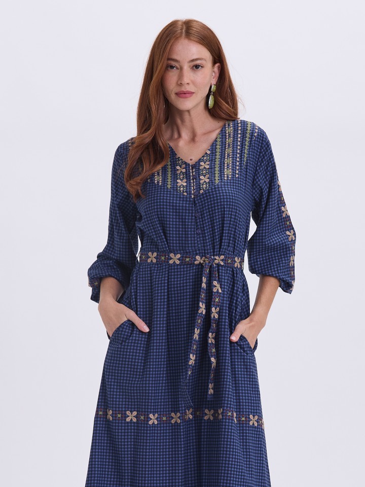 Vestido Xadrez Azul