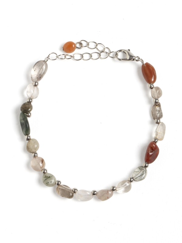 Pulseira em Aco Inoxidavel com Pedras Naturais
