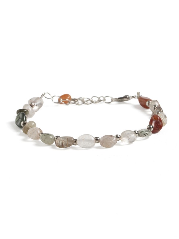 Pulseira em Aco Inoxidavel com Pedras Naturais