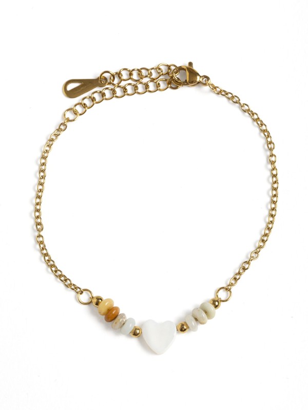 Pulseira Delicada em Aco Inoxidavel com Coracao