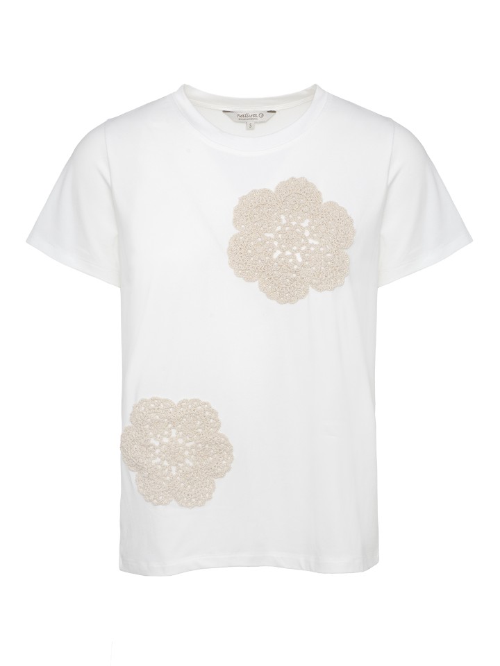 T-shirt  Branca com Crochet