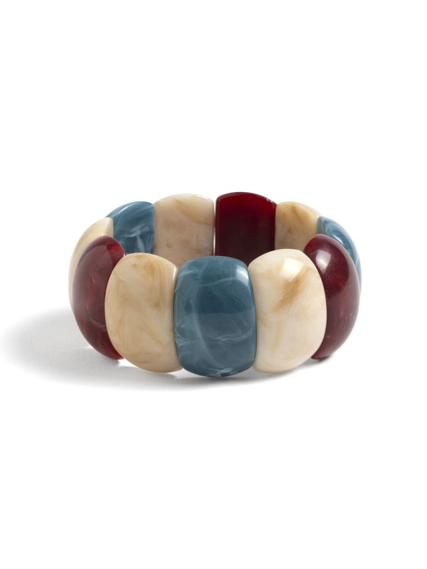 Pulseira Elastica com Contas Marmoreadas