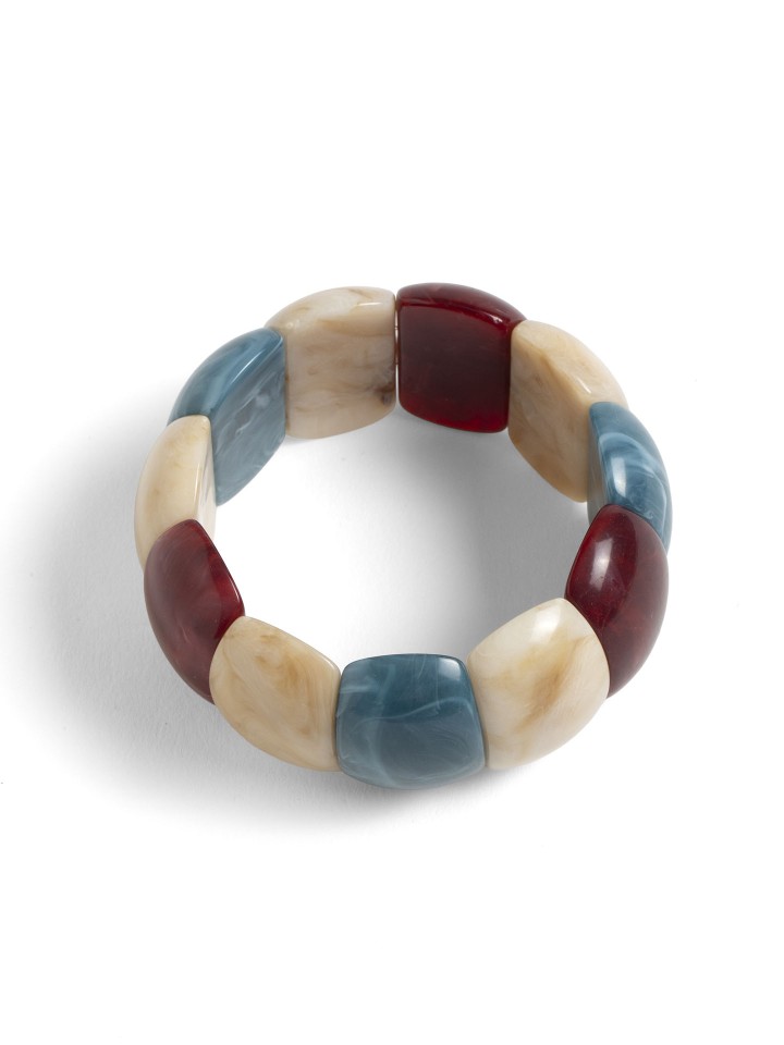 Pulseira Elastica com Contas Marmoreadas