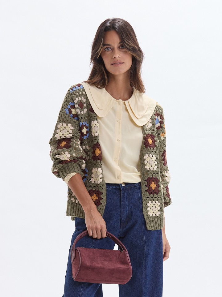 Casaco Efeito Crochet