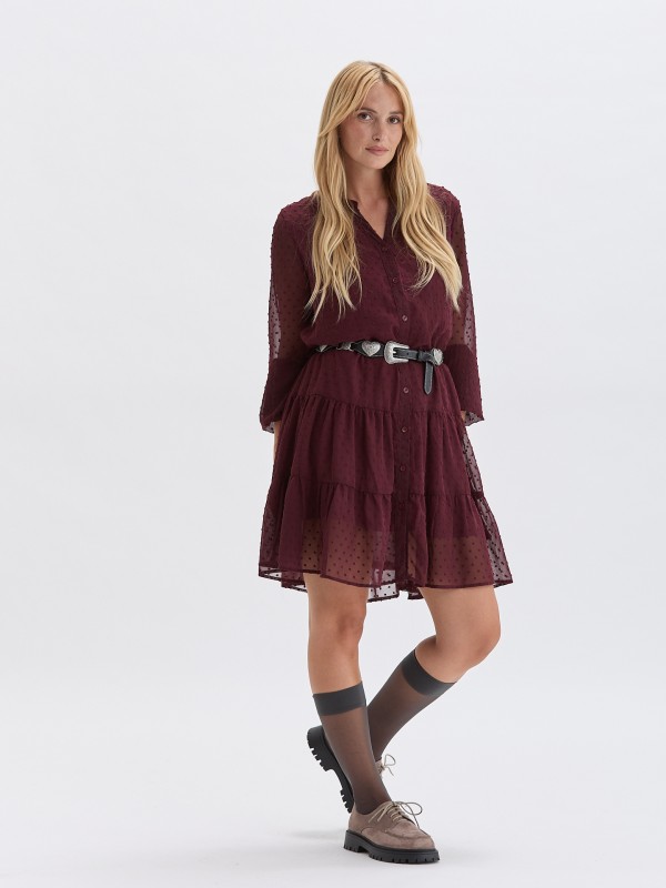 Vestido Curto Bordo