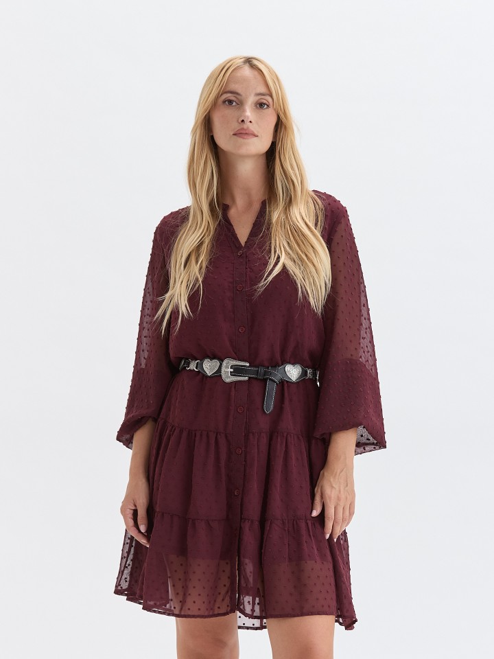 Vestido Curto Bordo