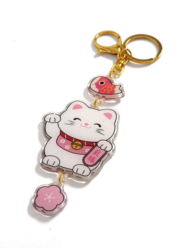 Porta chaves Lucky Cat Rosa
