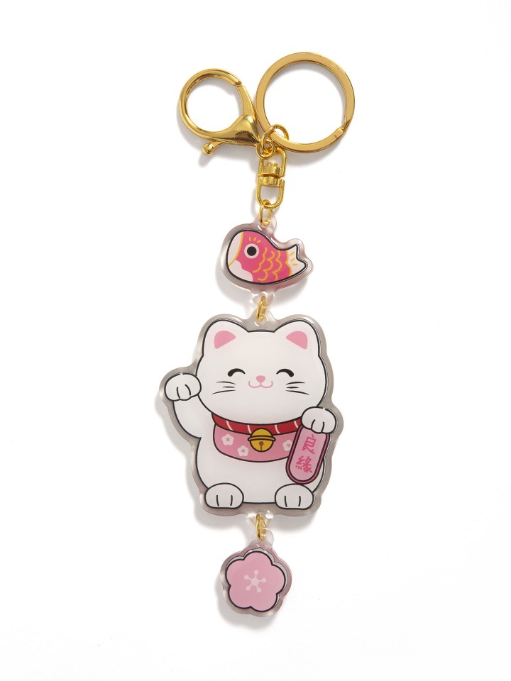 Porta chaves Lucky Cat Rosa