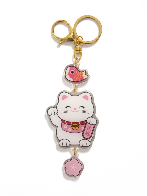 Porta chaves Lucky Cat Rosa