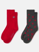 Pack de 2 pares de meias com estampados de bolinhas e coracoes