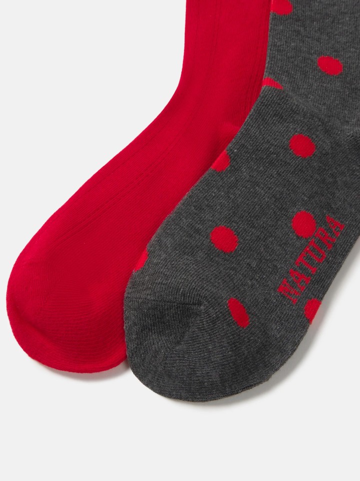 Pack de 2 pares de meias com estampados de bolinhas e coracoes