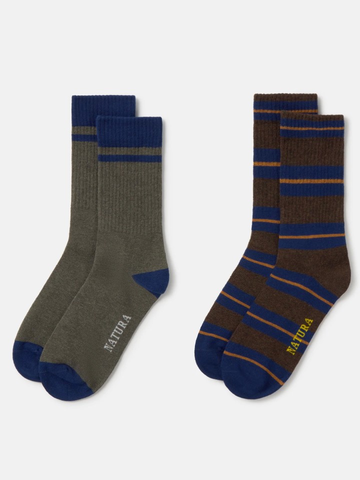Pack de 2 pares de meias desportivas listradas para homem